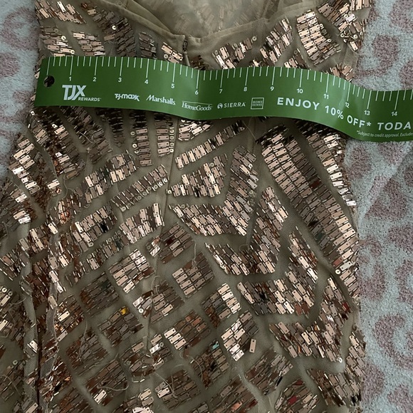 Basix Black Label New Years Champagne Spaghetti Strap Mirror Dress - Picture 8 of 10